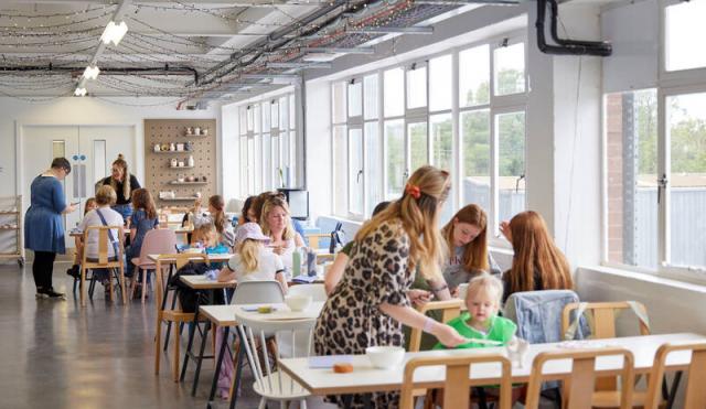 Families enjoying the Decorating Studio