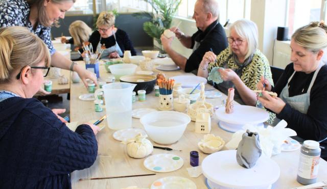 Guests enjoying a Hand Building Course